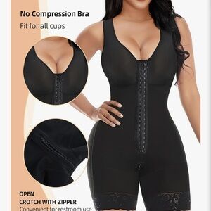 Black No-Compression Full Body Shaper with Front Closure